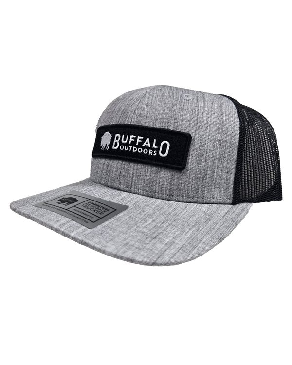 Buffalo Outdoors® Workwear Rectangle Patch Hat - Heather Grey/Black - Side