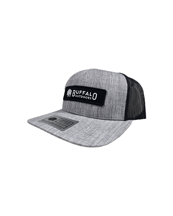 Buffalo Outdoors® Workwear Rectangle Patch Hat - Heather Grey/Black - Side