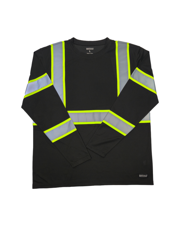 Buffalo Outdoors® Workwear  Black Reflective Long Sleeve Safety T-Shirt - Main