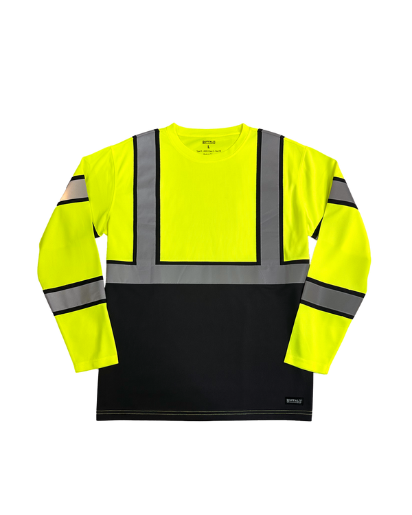 Buffalo Outdoors® Workwear Class 2 Hi-Vis Long Sleeve Safety T-Shirt  - Front