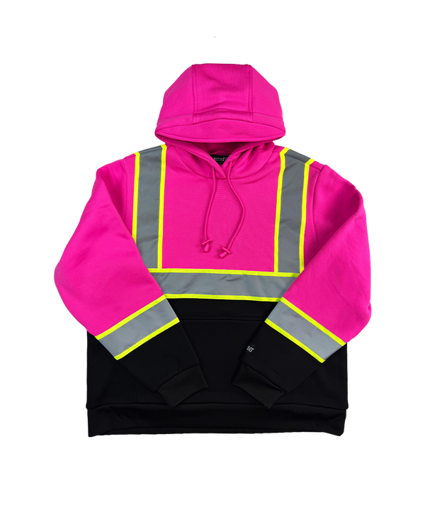 Buffalo Outdoors® Workwear Women's Hi Vis Safety Hooded Pink Pullover Sweatshirt