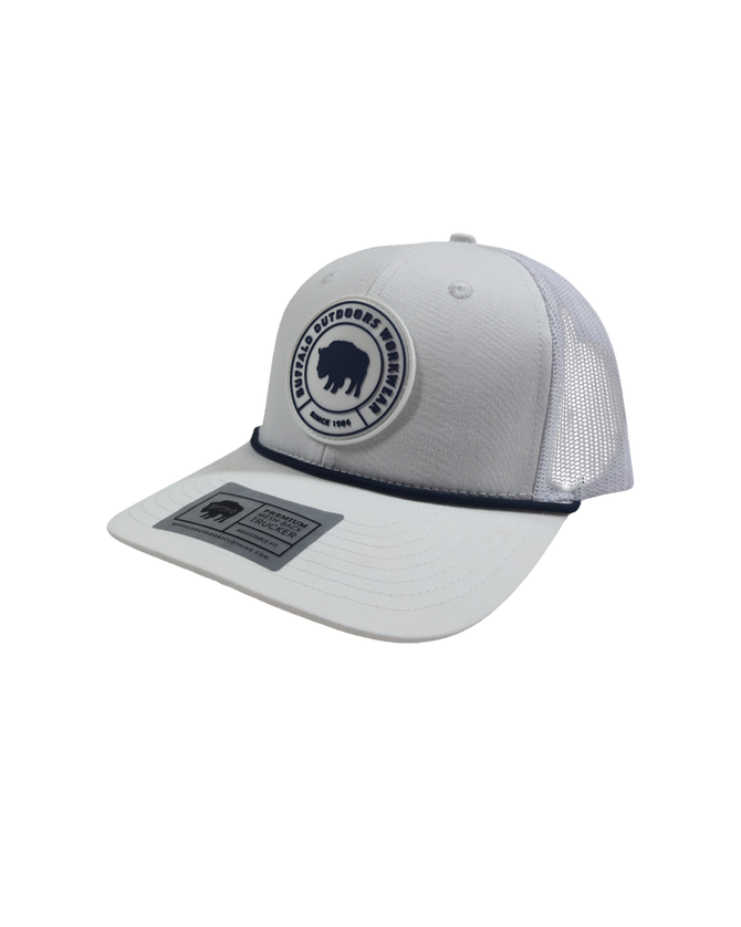 Buffalo Outdoors® Workwear Circle Patch Trucker Hat - White/White Side