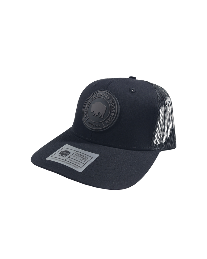 Buffalo Outdoors® Workwear Circle Patch Trucker Hat - Blackout Side