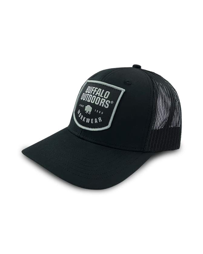 Woven Color Patch Trucker Hat - Black