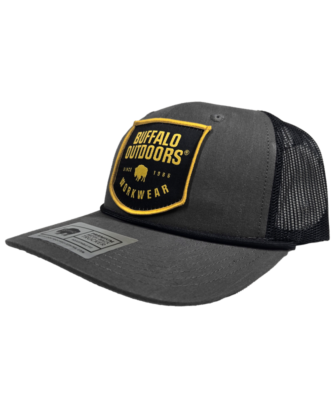 Woven Color Patch Trucker Hat - Charcoal