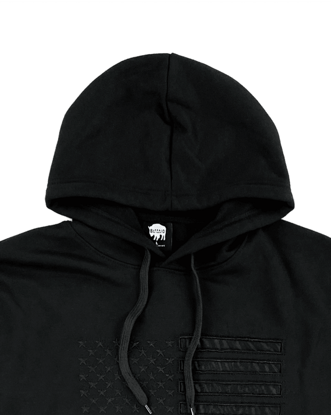 Buffalo Outdoors® American Flag Hooded Sweatshirt - 716300CL - Black/Black -Hood