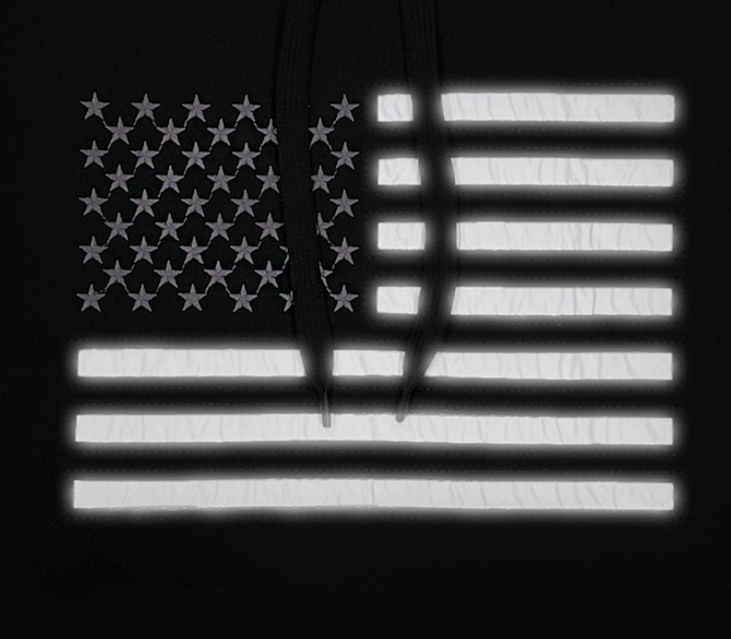 Buffalo Outdoors® American Flag Hooded Sweatshirt - 716317CL - Black/Reflective - Flag