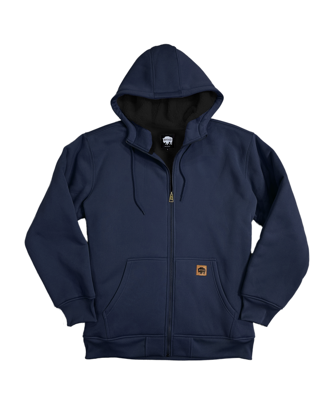 Buffalo Outdoors® Workwear Men's Sherpa Lined Hooded Sweatshirt - Navy Blue