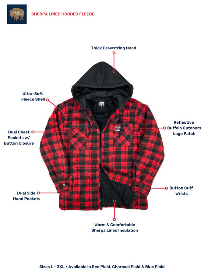 Sherpa Lined Hooded Fleece - 716302CL - Features