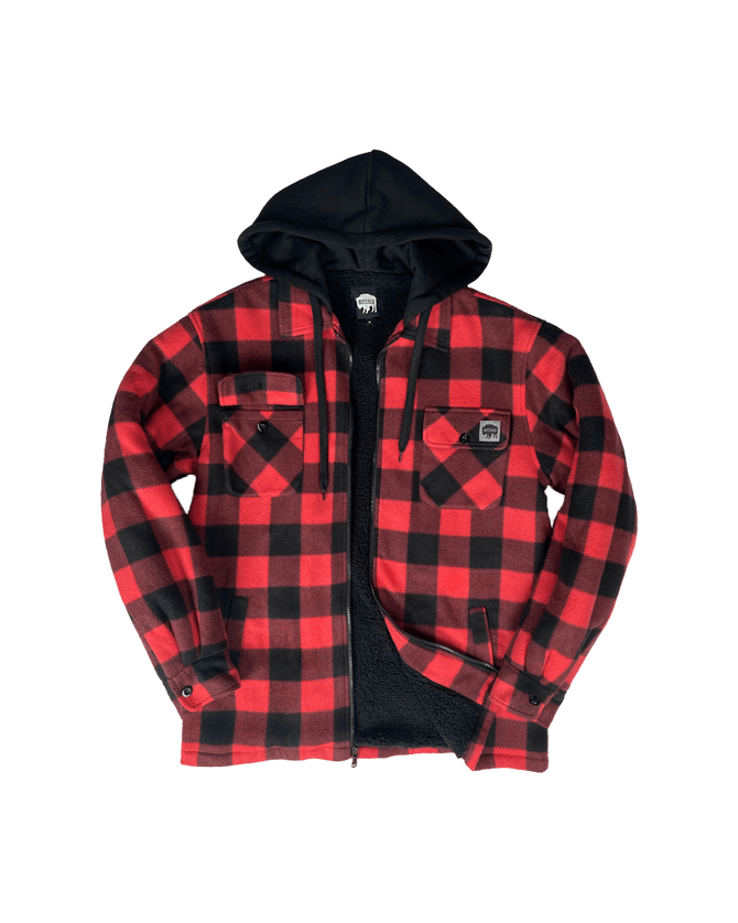 Sherpa Lined Hooded Fleece - Buffalo Plaid - Front
