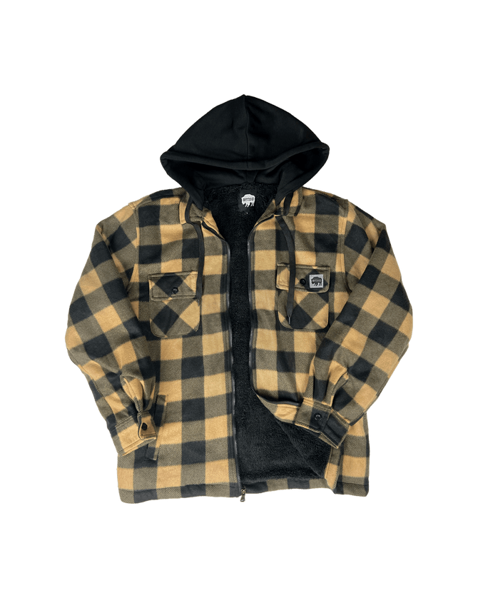 Sherpa Lined Hooded Fleece - Tan - Front