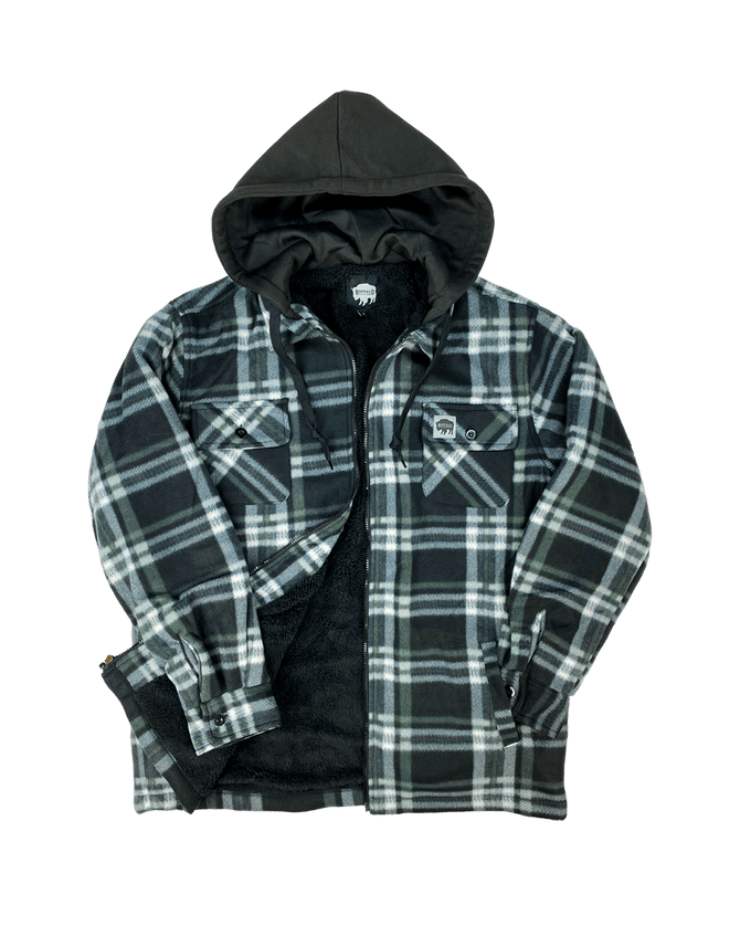 Sherpa Lined Hooded Fleece - Charcoal - Front