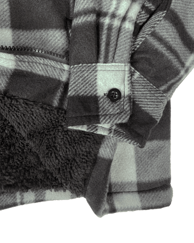 Sherpa Lined Hooded Fleece - Red Plaid - Sleeve