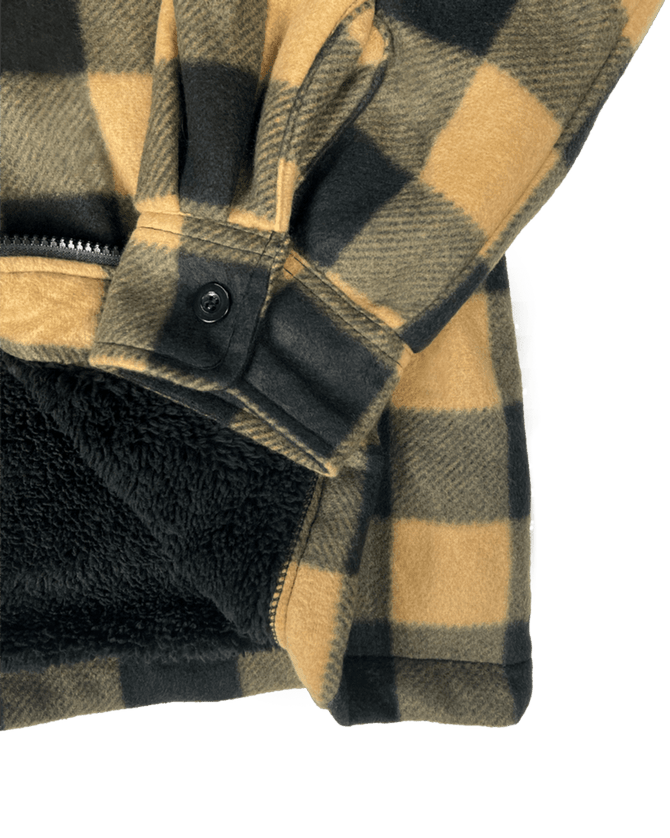Sherpa Lined Hooded Fleece - Red Plaid - Sleeve