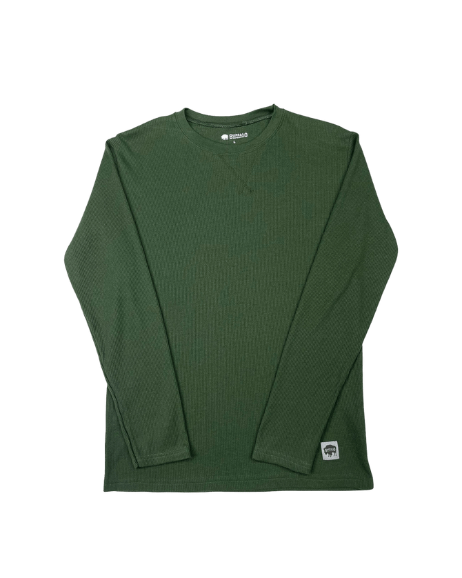 Long Sleeve Thermal Crewneck - Forest - Front Long Sleeve Thermal Crewneck - Forest - Front
