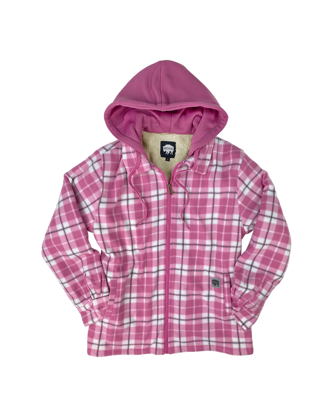 Women's Plaid Sherpa Lined Fleece - Pink Plaid - Main