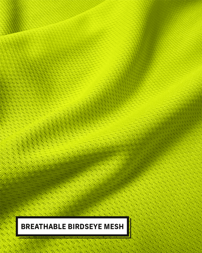 Buffalo Outdoors® Class 2 Reflective Hi Vis Safety Pullover Short Sleeve T-Shirt - Yellow with Black Midsection - Mesh Detail