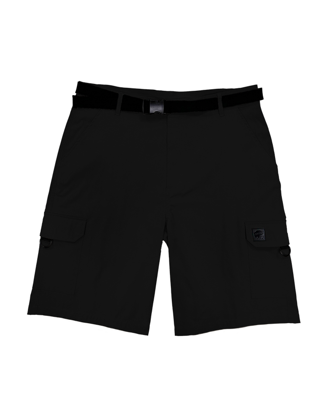 Men's Tech Cargo Short with Belt - Black - Front