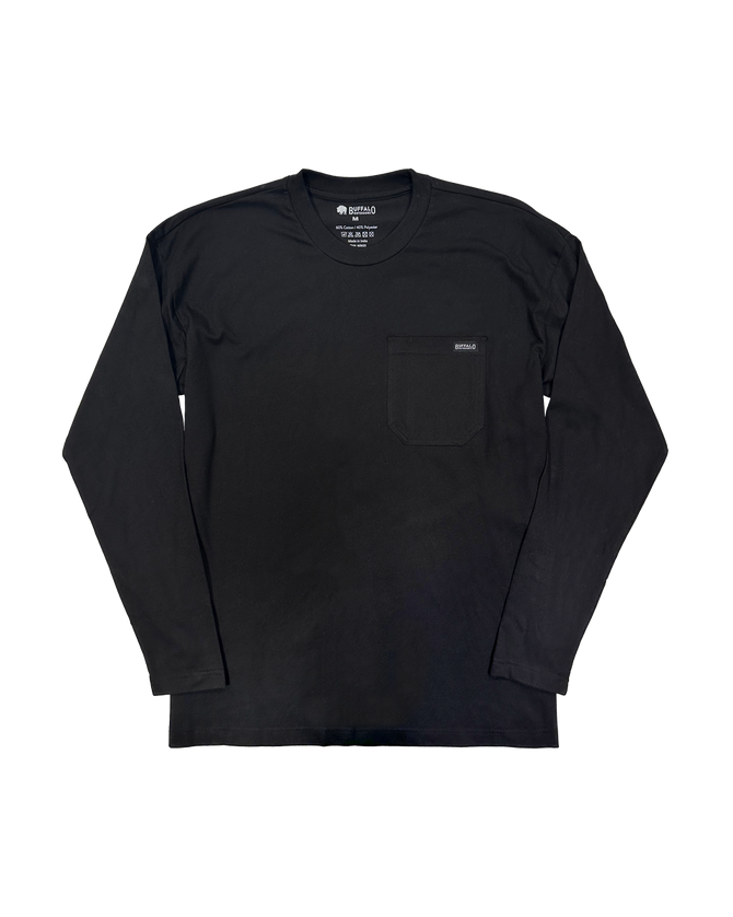 Buffalo Outdoors® Workwear Men's Heavyweight Long Sleeve Pocket T-Shirt - Black - Main