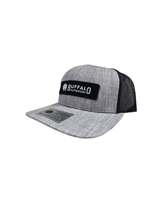 Buffalo Outdoors® Workwear Rectangle Patch Hat - Heather Grey/Black - Side