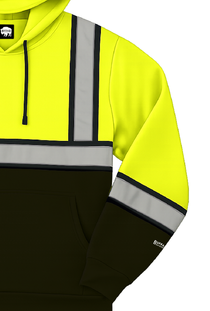 Buffalo Outdoors® Workwear Men’s Hi Vis Safety Pullover Hooded Sweatshirt - Sleeve