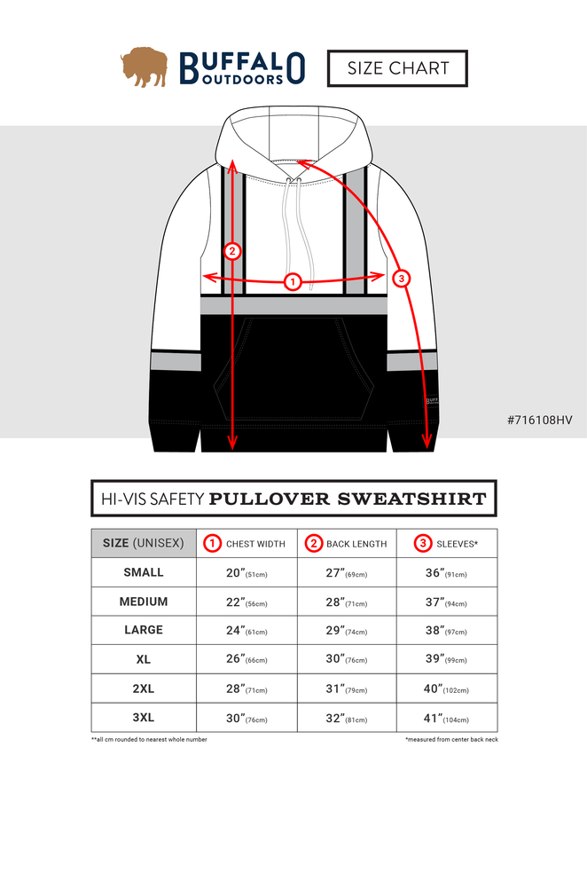 Buffalo Outdoors® Workwear Men’s Hi Vis Safety Pullover Hooded Sweatshirt