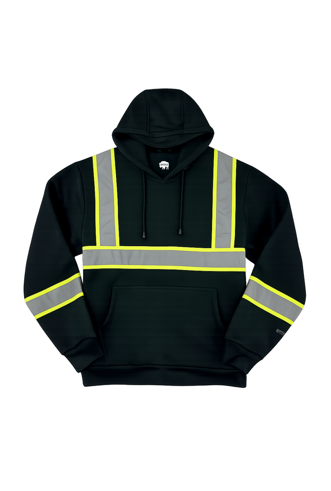 Buffalo Outdoors® Workwear Men’s Black Safety Pullover Hooded Sweatshirt - Front