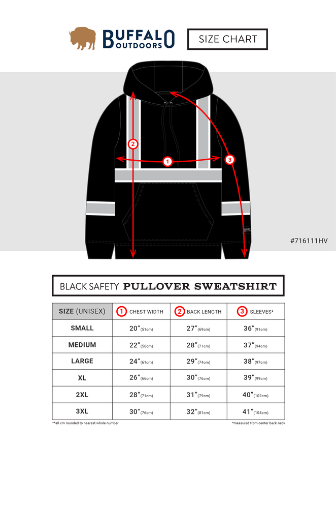 Buffalo Outdoors® Workwear Men’s Black Safety Pullover Hooded Sweatshirt