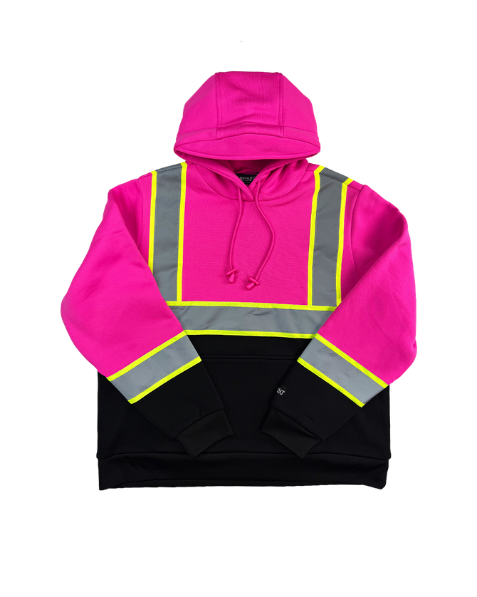 Buffalo Outdoors® Workwear Women's Hi Vis Safety Hooded Pink Pullover Sweatshirt