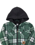 Kid's Sherpa Lined Fleece - Green Plaid - Hood