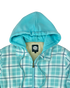 Women's Plaid Sherpa Lined Fleece - Teal Plaid - Hood