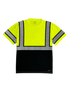 Buffalo Outdoors® Class 2 Reflective Hi Vis Safety Pullover Short Sleeve T-Shirt - Yellow with Black Midsection - Front