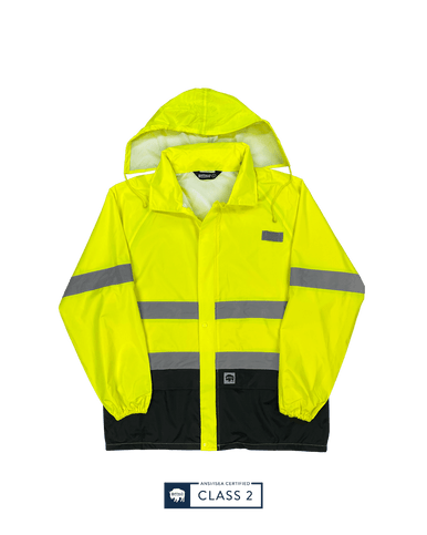 Buffalo Outdoors® Workwear Class Hi Vis Safety Hooded Rain Shell
