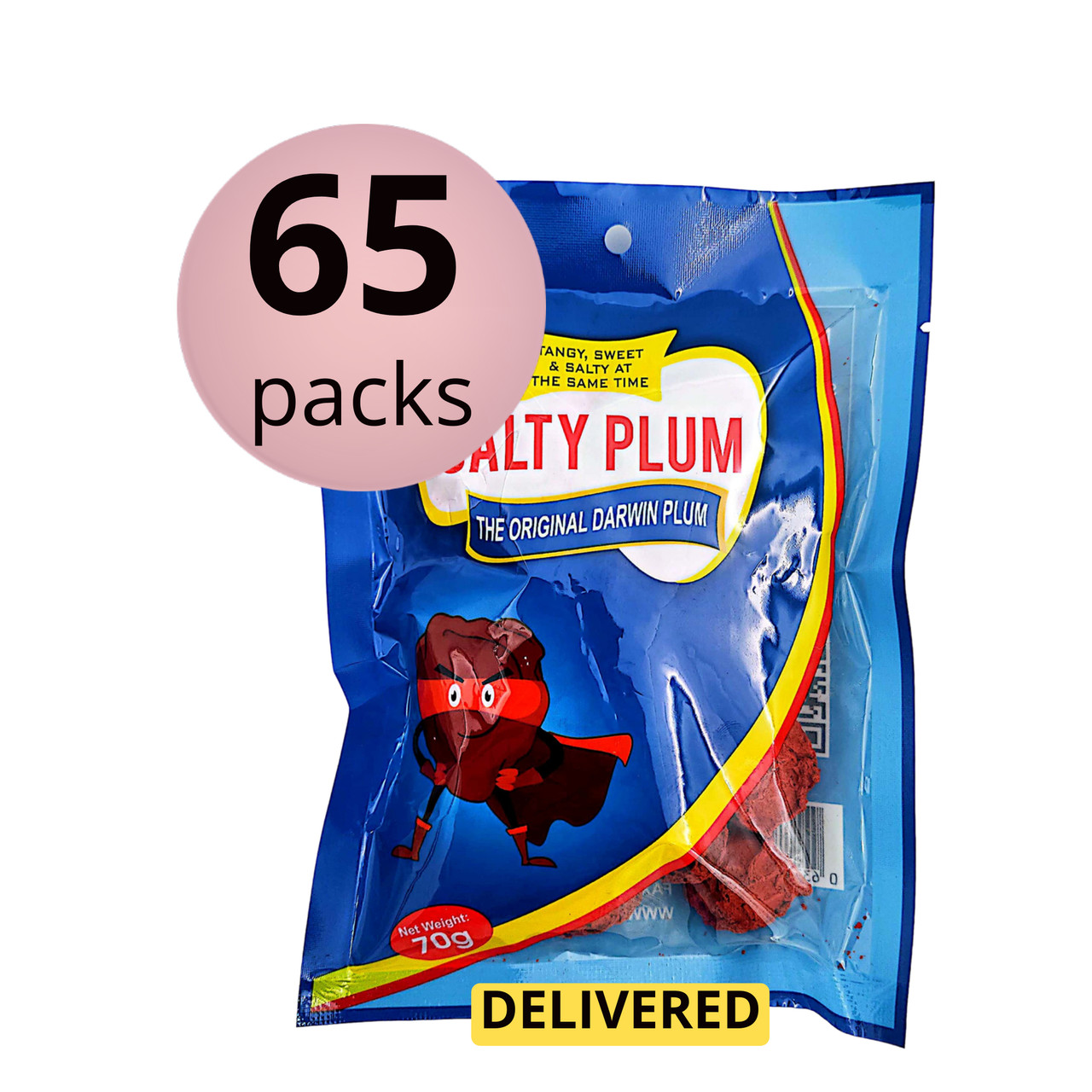 Darwin Red Salty Plums 70g x 65pk FREE DELIVERY (Road)