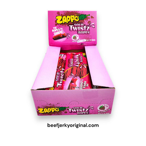 Zappo Sour Twist Ropes Strawberry 50g x 12 Zappo Sour Twist Ropes Strawberry 50g x 12