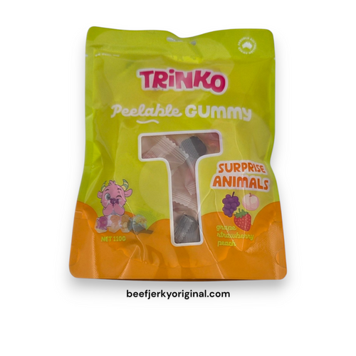 Trinko Surprise Animals Grape Strawberry Peach Peelable Gummies 110g