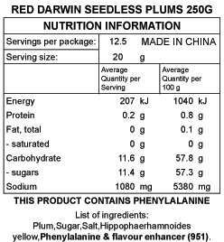 red seedless darwin plum 250g