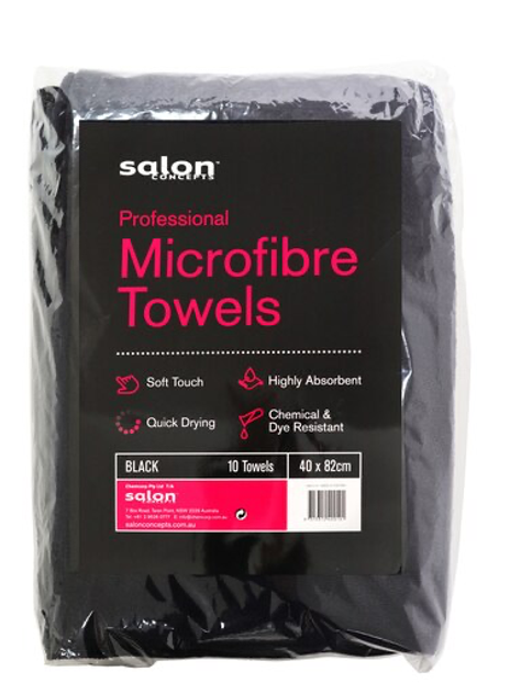 Salon Concepts Micro Fibre Towels Black 10 Pack Salon Concepts Micro Fibre Towels Black 10 Pack
