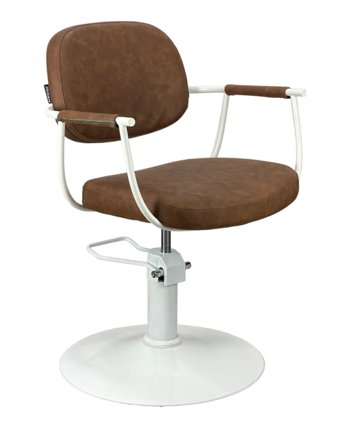 Maletti Chelsea Tan Upholstery - White Frame Styling Chair - Hydraulic