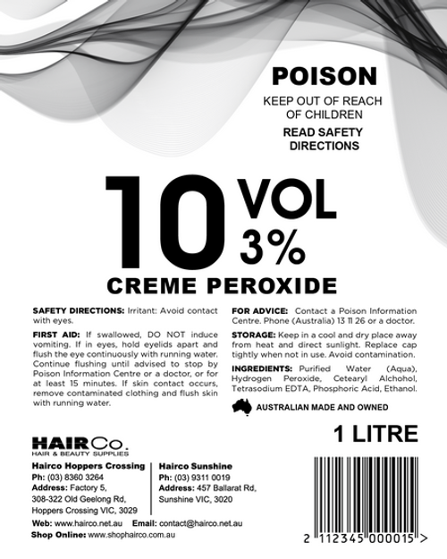 Hairco 1 Litre Peroxide 10 Volume 3%