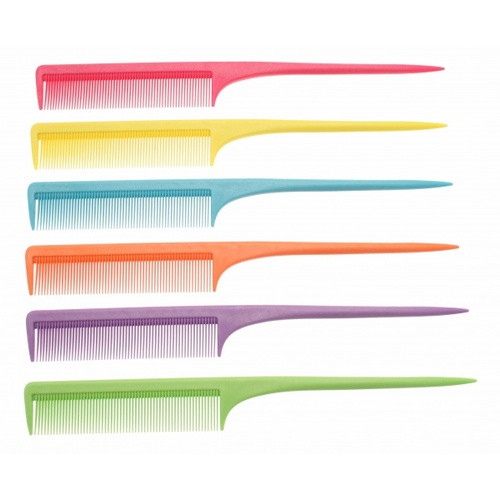 Santorini Candy Colour Plastic Tail Combs 6 Pack