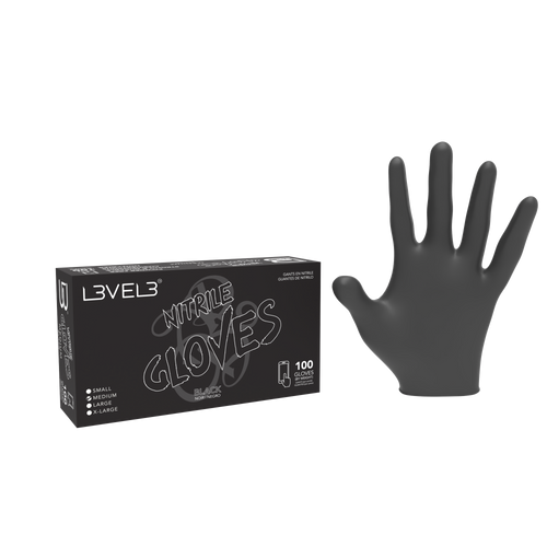 L3VEL 3 Nitrile Gloves - Black 100pk