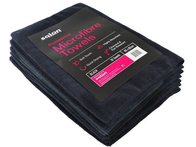 Salon Concepts Micro Fibre Towels Black 10 Pack