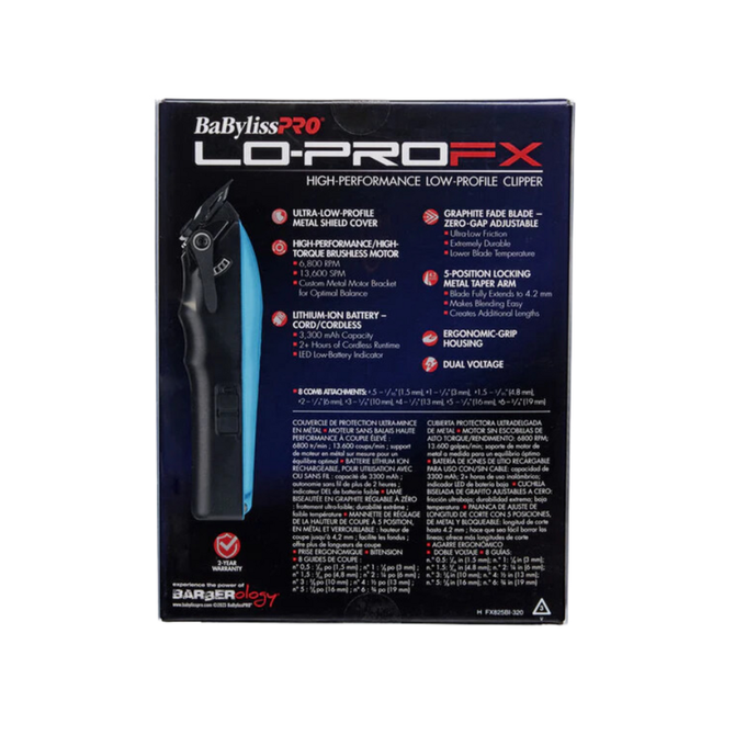 BaBylissPRO LoPROFX Cordless Clipper - Blue