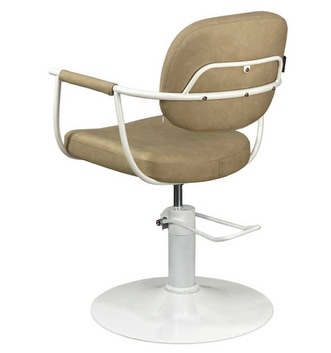 Maletti Chelsea Sand Upholstery - White Frame Styling Chair - Hydraulic