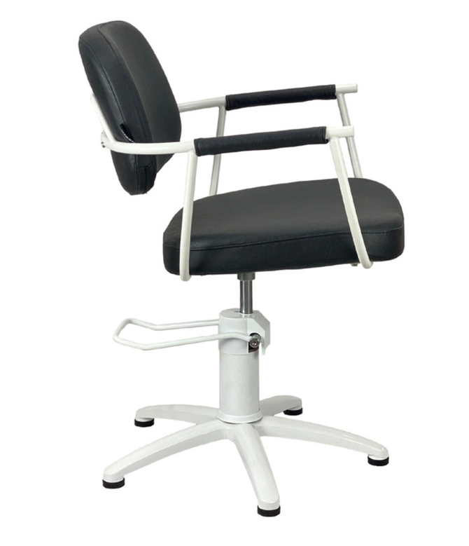 Maletti Chelsea Black Upholstery - White Frame Styling Chair - Hydraulic