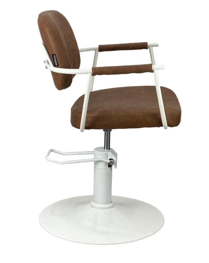 Maletti Chelsea Tan Upholstery - White Frame Styling Chair - Hydraulic