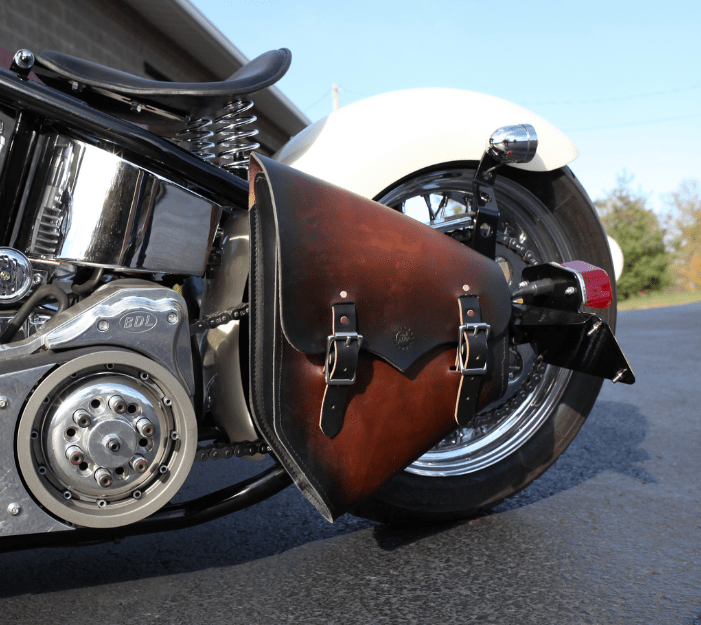 JMB Brown Leather Motorcycle Saddle Bag Set – Fits Harley Softail Standard – 3-Piece Luggage