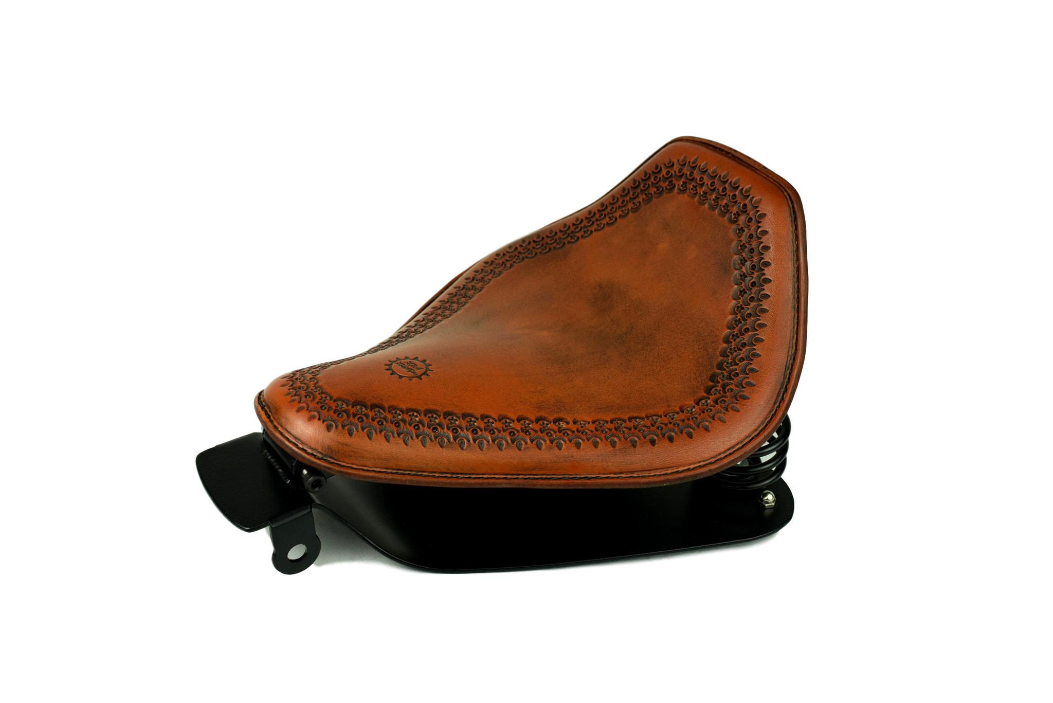 2004 to 2006 Sportster Kit & Snub Hand Tooled Seat Gel Tan - Rich