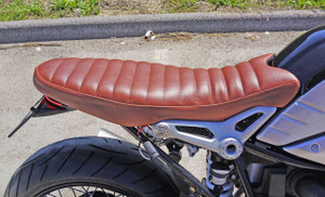 BMW R nine T with a Rich Phillips brown bench seat